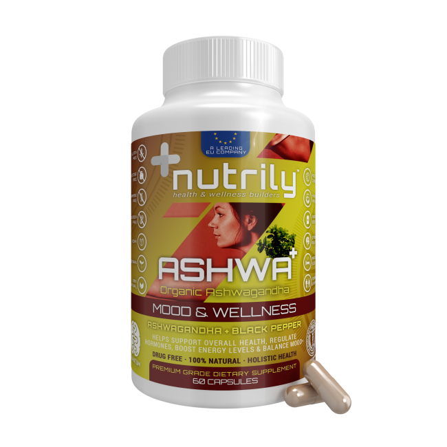 Ashwa+ Organic Ashwagandha & Organic Black Pepper - Stress Relief + Energy Boost Herbal Blend