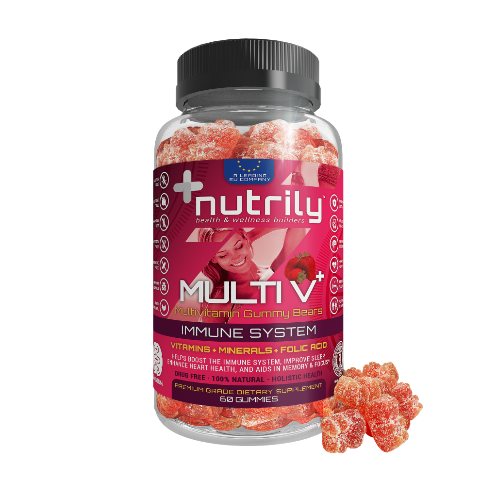 Multi V+ Multivitamin Gummies - Immune System, Sleep Improvement, Heart Health, Memory & Focus - Vitamins + Minerals + Folic Acid