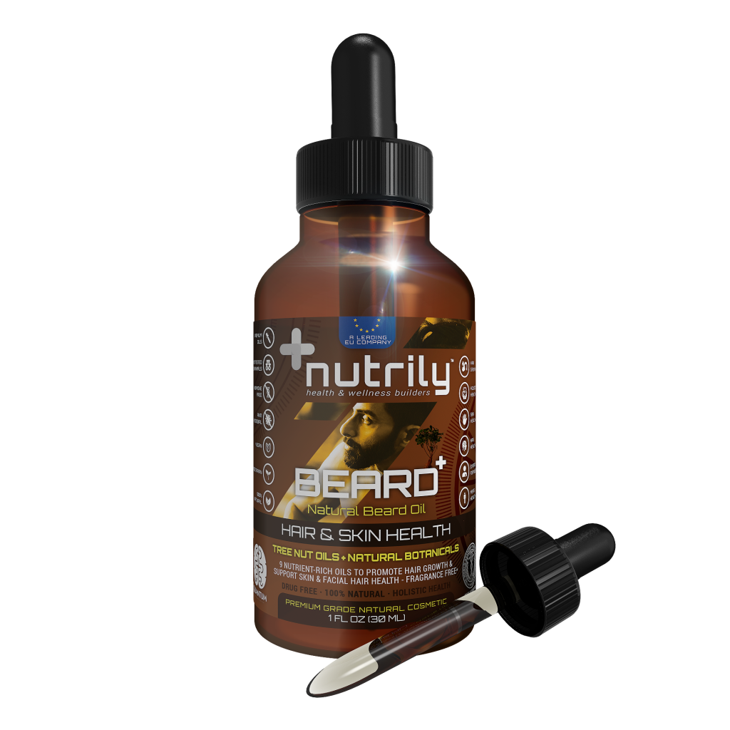 Beard+ Natural Beard Oil - Hair Growth & Hair Health - Tree Nut Oils + Natural Botanicals - Fragrance Free