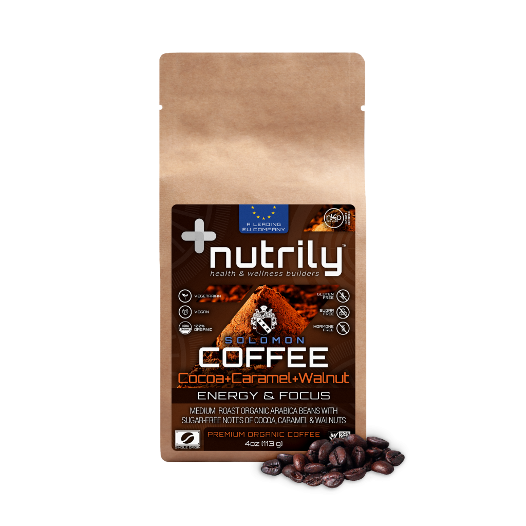 Premium Organic Coffee - Cocoa, Caramel & Walnuts Flavor - 4oz - Energy Boost + Memory & Cognition - Brazilian Blend