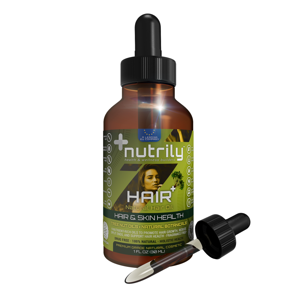 Hair+ Natural Hair Oil - Hair Growth & Hair Health - Tree Nut Oils + Natural Botanicals - Fragrance Free