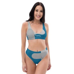 Nutrily™ Recycled High-Waisted Bikini - Blue & Gray